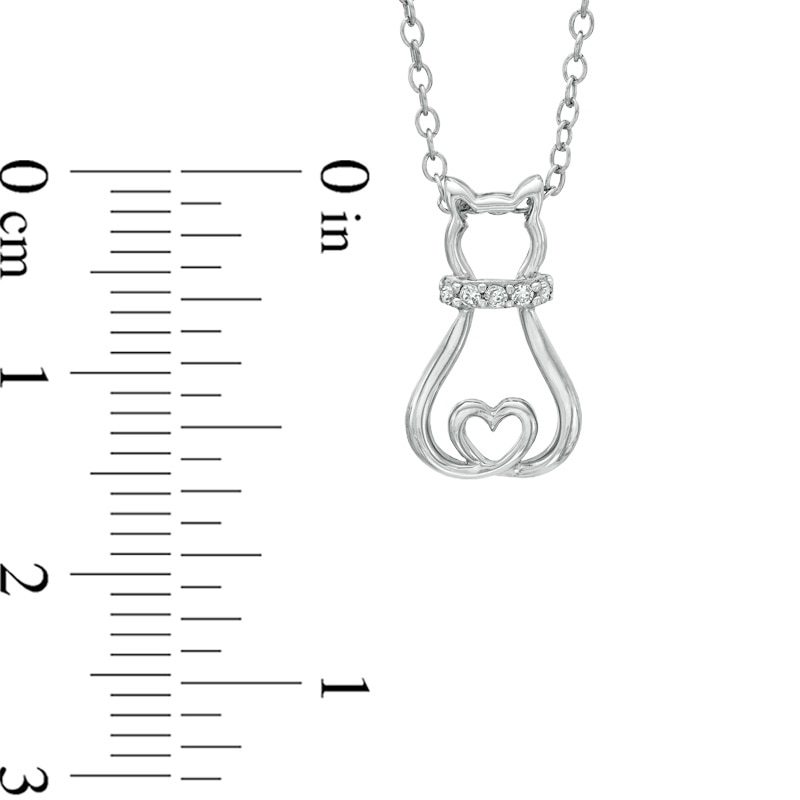 Main Image 3 of Diamond Accent Sitting Cat Pendant in Sterling Silver