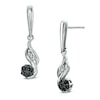 Thumbnail Image 0 of 1/8 CT. T.W. Enhanced Black and White Diamond Cascading Cluster Drop Earrings in Sterling Silver
