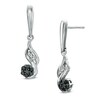 Thumbnail Image 1 of 1/8 CT. T.W. Enhanced Black and White Diamond Cascading Cluster Drop Earrings in Sterling Silver