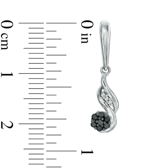 1/8 CT. T.w. Enhanced Black and White Diamond Cascading Cluster Drop Earrings in Sterling Silver