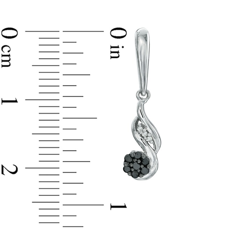 Main Image 2 of 1/8 CT. T.W. Enhanced Black and White Diamond Cascading Cluster Drop Earrings in Sterling Silver