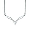 Thumbnail Image 1 of Diamond Accent Twisting Chevron Necklace in Sterling Silver - 16"