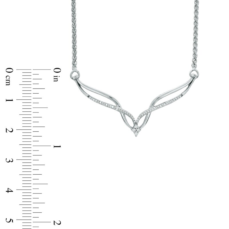 Main Image 2 of Diamond Accent Twisting Chevron Necklace in Sterling Silver - 16"