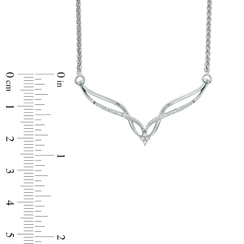 Diamond Accent Twisting Chevron Necklace in Sterling Silver - 16"