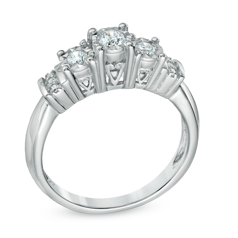 1/4 CT. T.W. Diamond Three Stone Engagement Ring in 10K White Gold