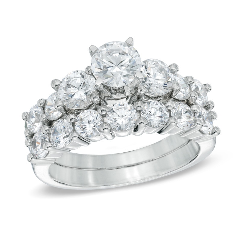 Main Image 1 of 3 CT. T.W. Diamond Three Stone Bridal Set in 14K White Gold