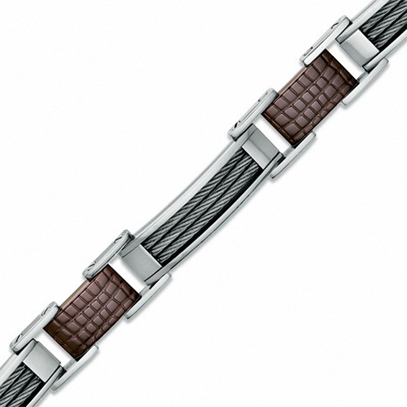 Men's Cable Bracelet in Brown IP Stainless Steel - 8.5"
