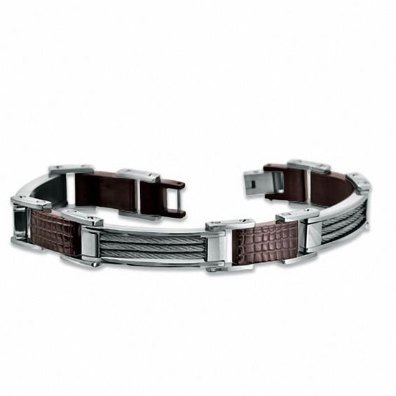 Men's Cable Bracelet in Brown IP Stainless Steel - 8.5"