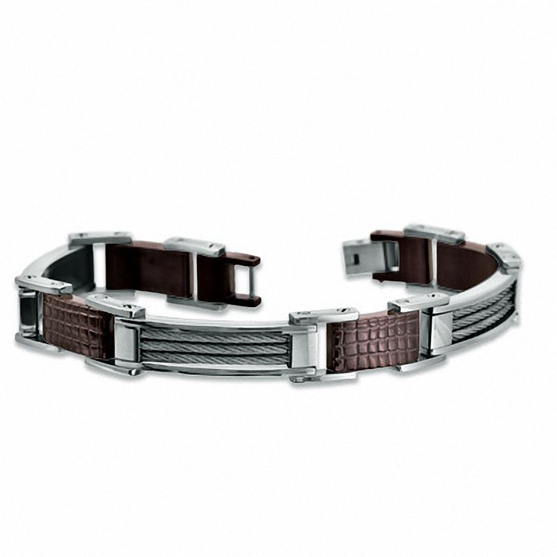 Men's Cable Bracelet in Brown IP Stainless Steel - 8.5"