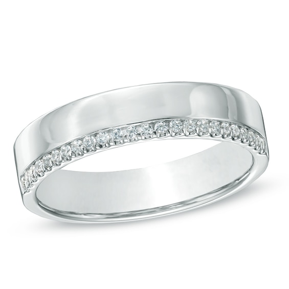 Diamond Accent Edged Anniversary Band in 10K White Gold