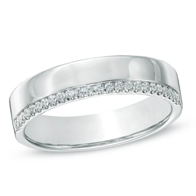 Main Image 1 of Diamond Accent Edged Anniversary Band in 10K White Gold