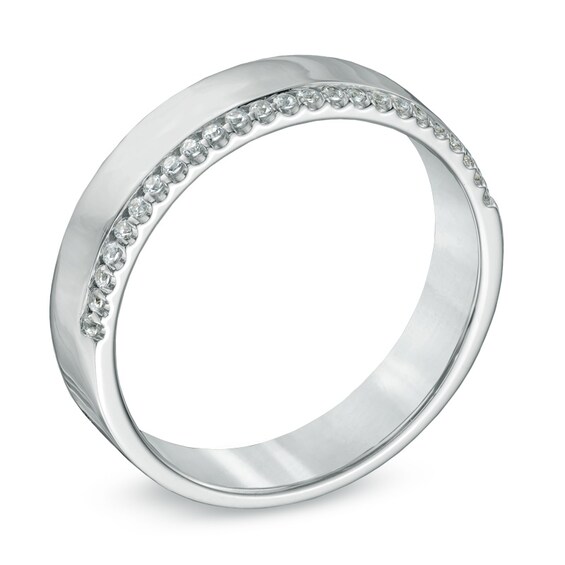 Diamond Accent Edged Anniversary Band in 10K White Gold