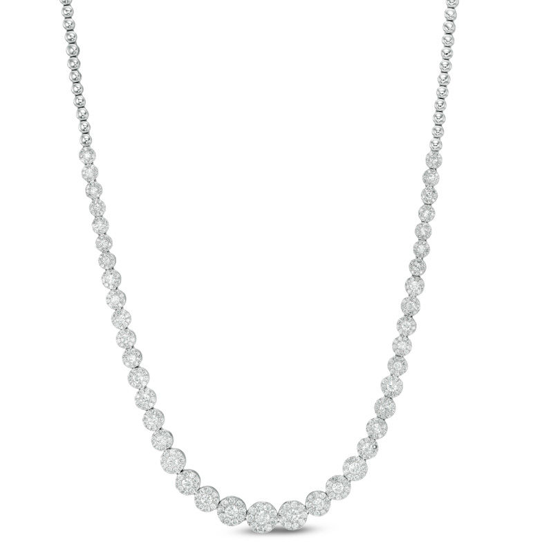 4 CT. T.W. Composite Diamond Cluster Necklace in 10K White Gold