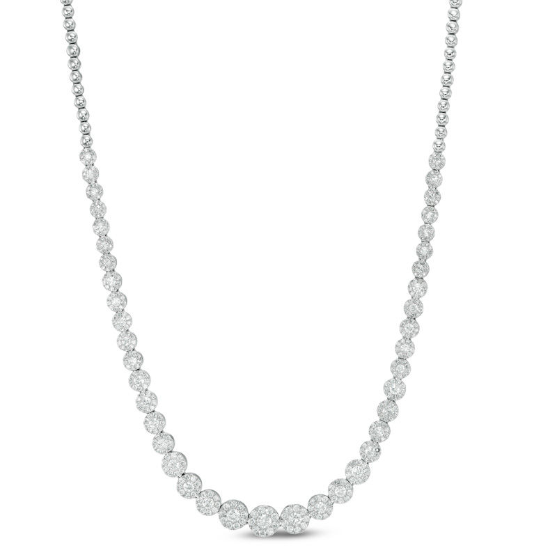 Main Image 1 of 4 CT. T.W. Composite Diamond Cluster Necklace in 10K White Gold
