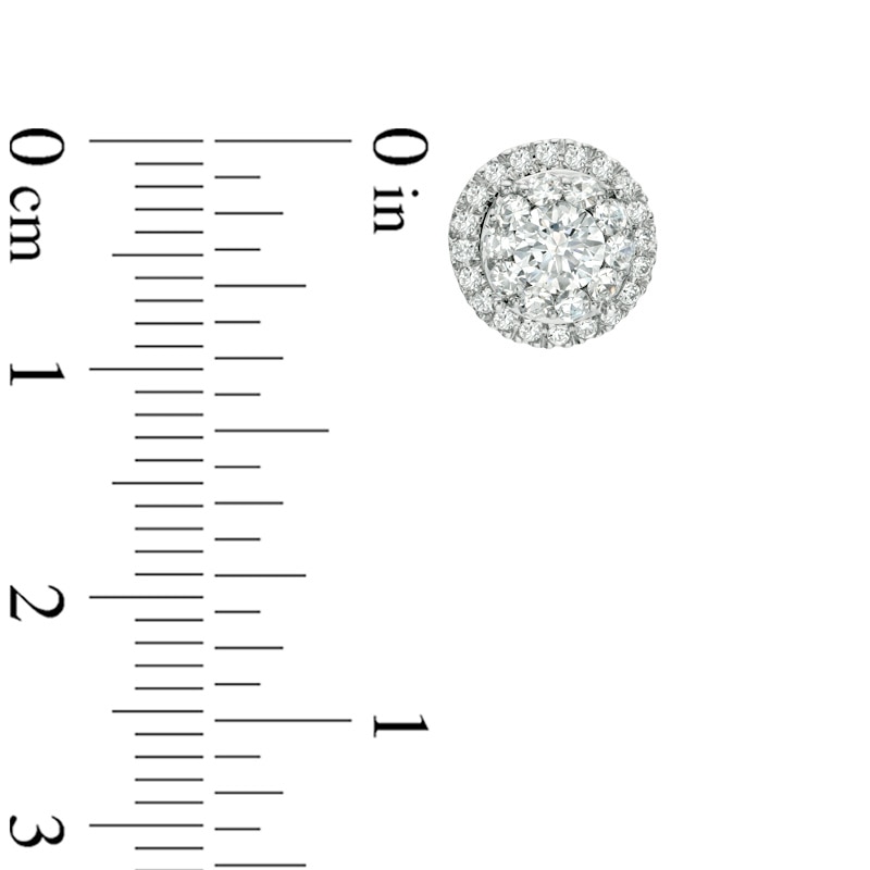 Main Image 2 of 1/2 CT. T.W. Diamond Double Frame Stud Earrings in 14K White Gold
