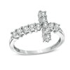 Thumbnail Image 1 of 1/20 CT. T.W. Diamond Sideways Cross Ring in Sterling Silver