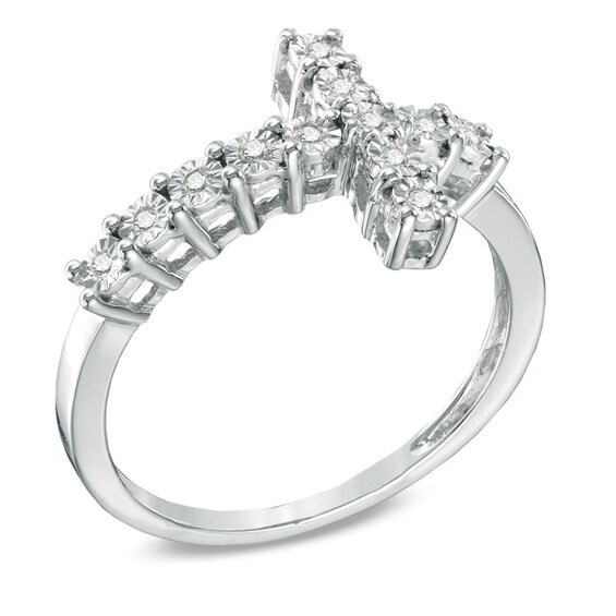 1/20 CT. T.w. Diamond Sideways Cross Ring in Sterling Silver