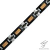 Thumbnail Image 1 of Carbon Fiber and Cable Bracelet in Tri-Tone Stainless Steel - 8.5"