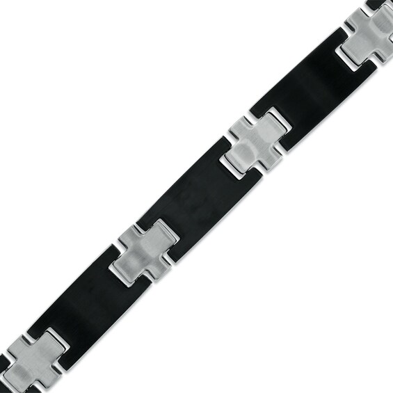 Carbon Fiber and Cable Bracelet in Tri-Tone Stainless Steel - 8.5"