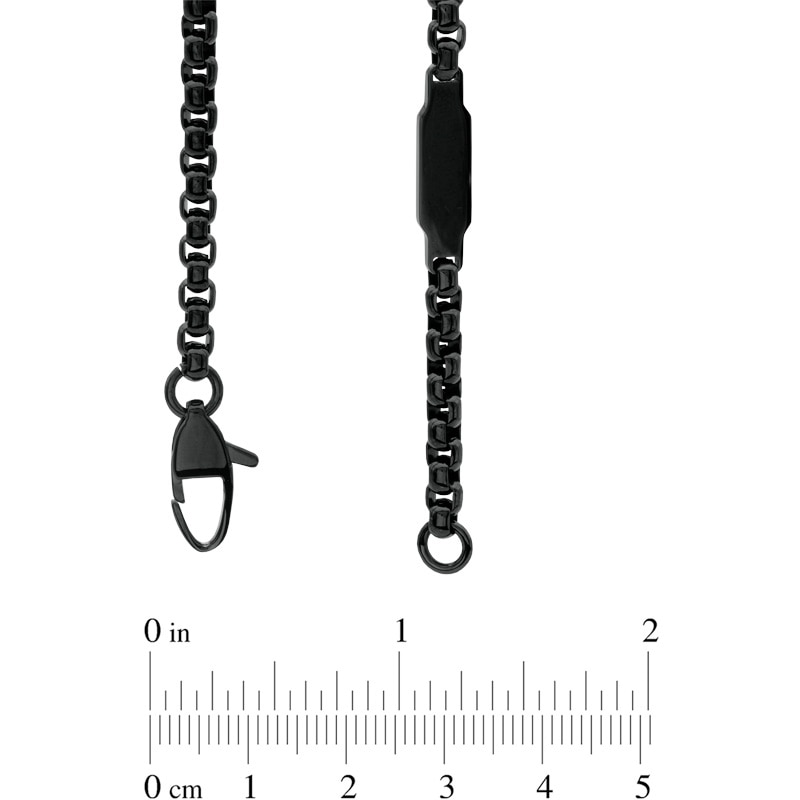 Main Image 2 of Men's 3.75mm Signature Tag Box Chain Necklace in Black IP Stainless Steel - 30"