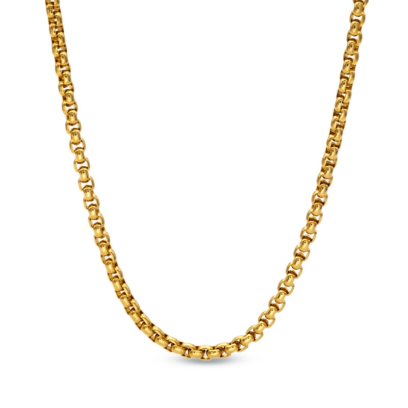 Men's 3.75mm Signature Tag Box Chain Necklace in Yellow IP Stainless Steel - 30"