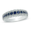 Thumbnail Image 0 of Vera Wang Love Collection Blue Sapphire and 1/5 CT. T.W. Diamond Anniversary Band in 14K White Gold