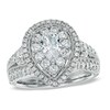 Thumbnail Image 1 of 1-3/4 CT. T.W. Pear-Shaped Diamond Double Frame Engagement Ring in 14K White Gold