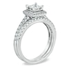 Thumbnail Image 2 of Celebration Ideal 1 CT. T.W. Princess-Cut Certified Diamond Frame Vintage-Style Bridal Set in 14K White Gold (J/I1)