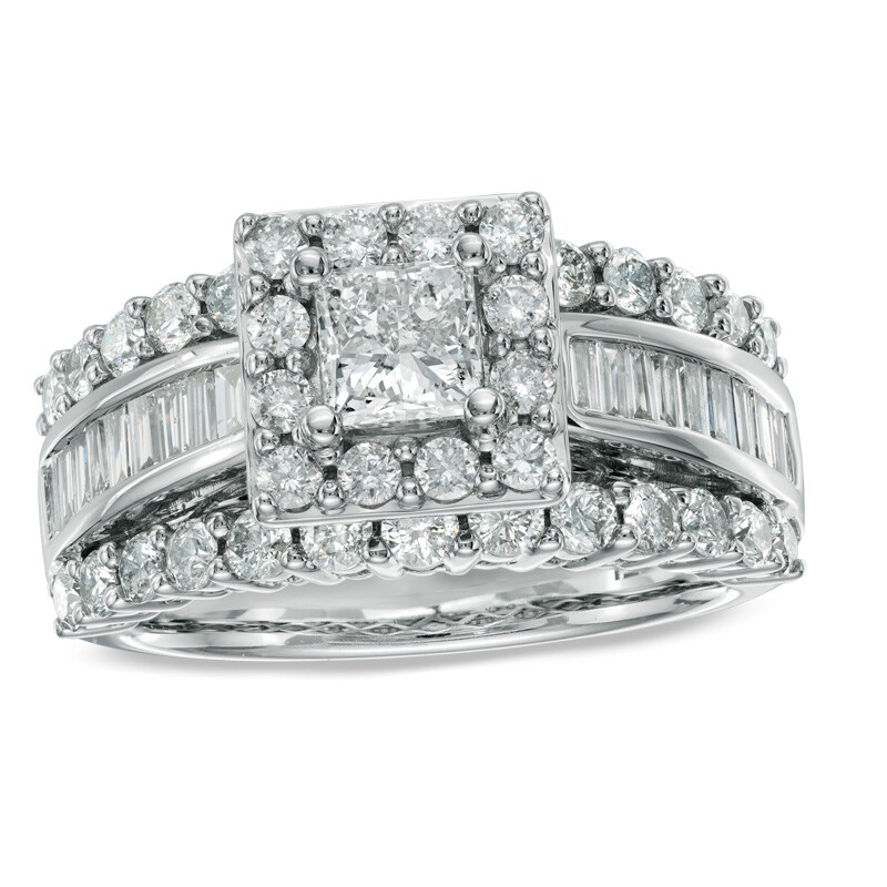 Main Image 1 of 1 CT. T.W. Princess-Cut Diamond Frame Engagement Ring in 14K White Gold