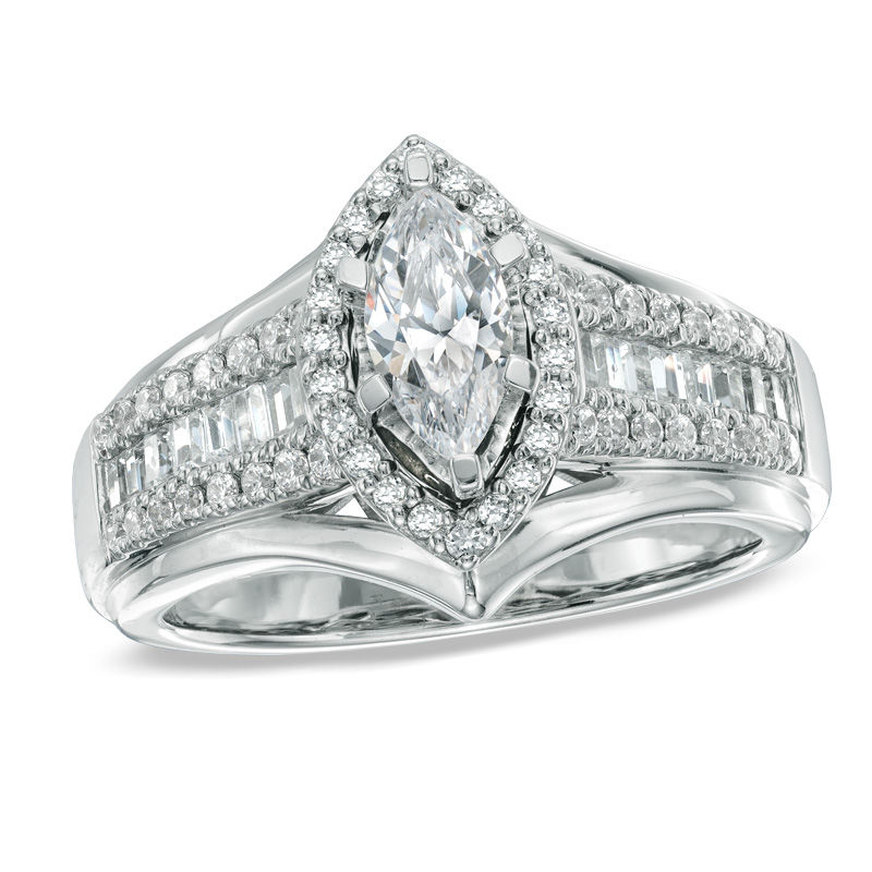 Main Image 1 of 1 CT. T.W. Marquise Diamond Engagement Ring in 14K White Gold