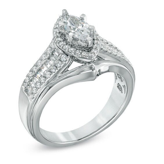 1 CT. T.w. Marquise Diamond Engagement Ring in 14K White Gold