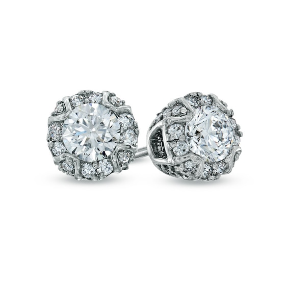 7/8 CT. T.w. Diamond Frame Stud Earrings in 10K White Gold