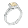 Thumbnail Image 2 of 1-1/4 CT. T.W. Yellow and White Quad Diamond Frame Bridal Set in 14K White Gold
