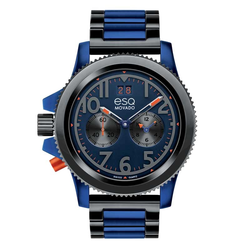 Main Image 1 of Men's ESQ Movado Fusion "Lefty" Two-Tone Watch with Blue Dial (Model: 07301451)