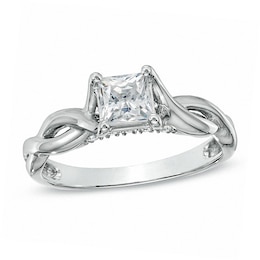 1 CT. T.W. Princess-Cut Diamond Twist Shank Engagement Ring in 14K White Gold (J/I3)