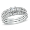 Thumbnail Image 1 of 1 CT. T.W. Princess-Cut Diamond Three Stone Bridal Set in 14K White Gold