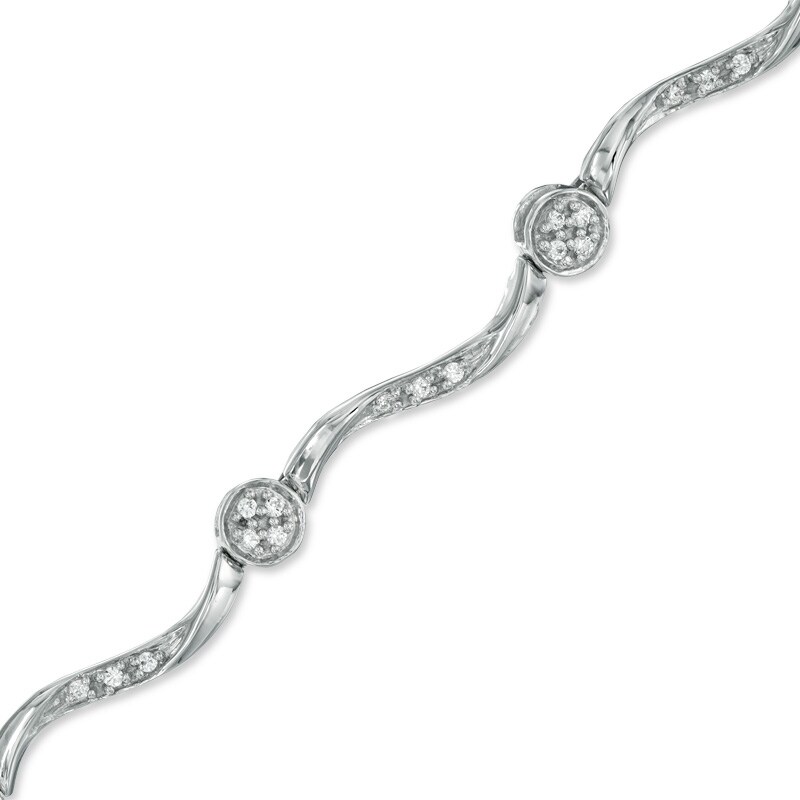 1/4 CT. T.W. Diamond Cluster Station Bracelet in 10K White Gold