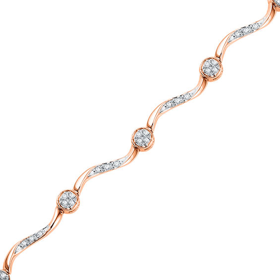 1/4 CT. T.w. Diamond Cluster Station Bracelet in 10K Rose Gold