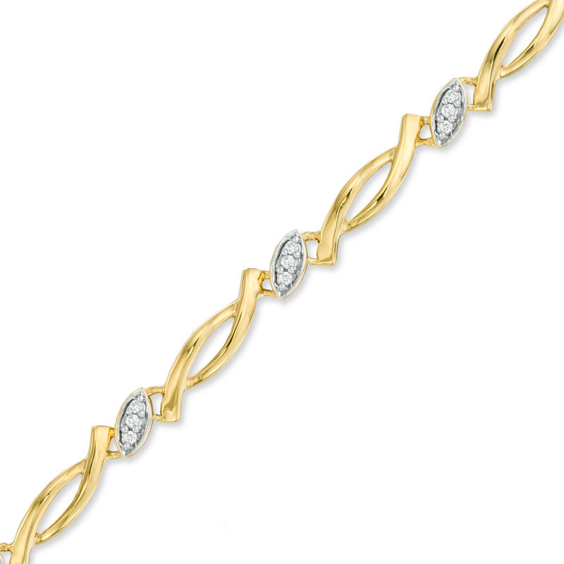 Main Image 1 of 1/6 CT. T.W. Diamond Station Bracelet in 10K Gold