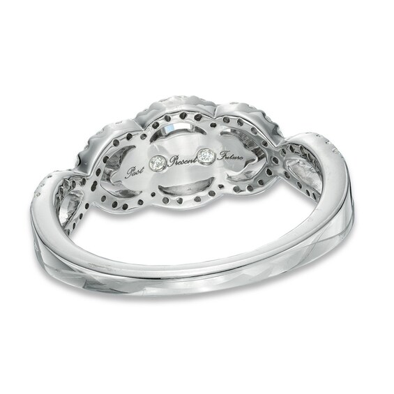 Lab-Created White Sapphire and 1/4 CT. T.W. Past Present Future® Engagement Ring in 10K White Gold Lab-Created White Sapphire and 1/4 CT. T.W. Past Present Future® Engagement Ring in 10K White Gold