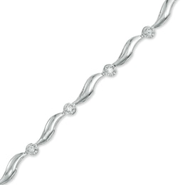 1/6 CT. T.W. Diamond Cluster Station Bracelet in 10K White Gold