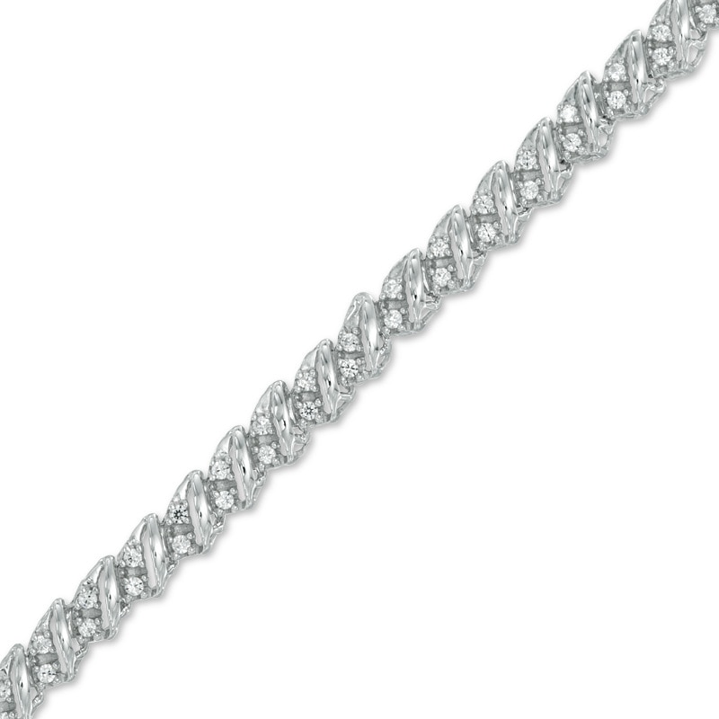 1/2 CT. T.W. Diamond Wrap Link Bracelet in 10K White Gold