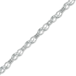 Zales 1/20 Ct. T.W. Diamond Alternating Infinity Loop and Heart Bracelet in Sterling Silver – 7.25