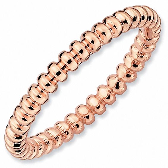 Stackable Expressionsâ¢ 2.0mm Beaded Ring Sterling Silver and 18K Rose Gold Plate