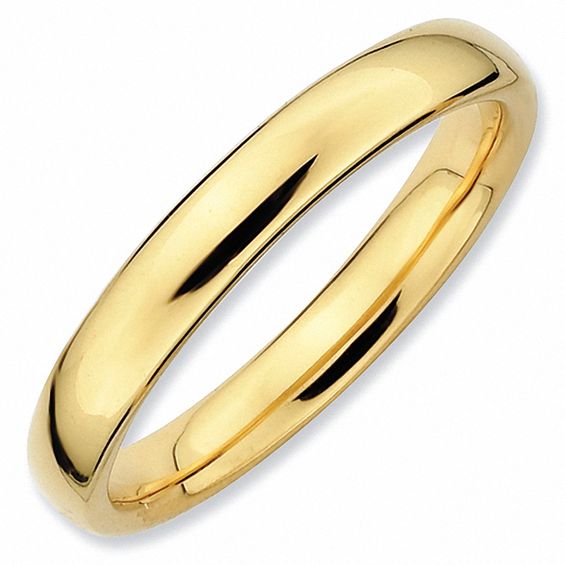 Stackable Expressionsâ¢ 3.0mm Rounded Polished Ring in Sterling Silver and 18K Gold Plate