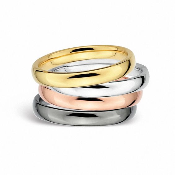 Stackable Expressionsâ¢ 3.0mm Rounded Polished Ring Sterling Silver and 18K Gold Plate