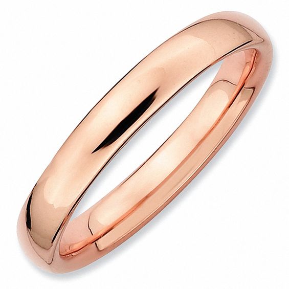 Stackable Expressionsâ¢ 3.0mm Rounded Polished Ring Sterling Silver and 18K Rose Gold Plate