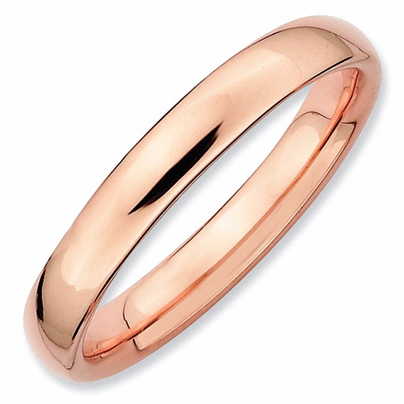 Main Image 1 of Stackable Expressions™ 3.0mm Rounded Polished Ring in Sterling Silver and 18K Rose Gold Plate