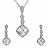 Thumbnail Image 1 of 7.0mm Cushion-Cut Lab-Created White Sapphire Pendant and Earrings Set in Sterling Silver