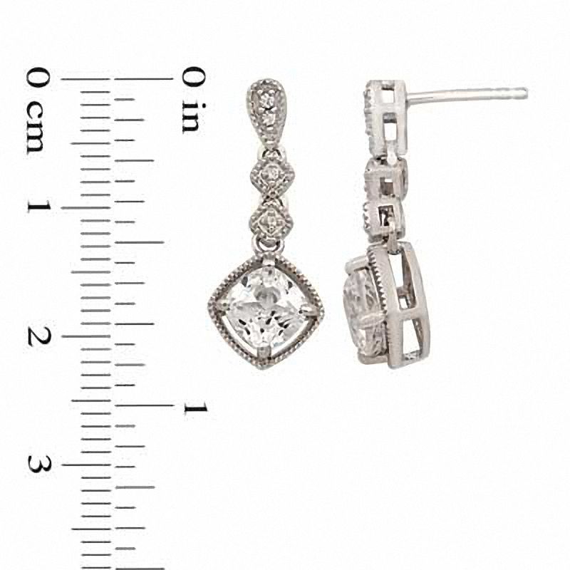 Main Image 3 of 7.0mm Cushion-Cut Lab-Created White Sapphire Pendant and Earrings Set in Sterling Silver